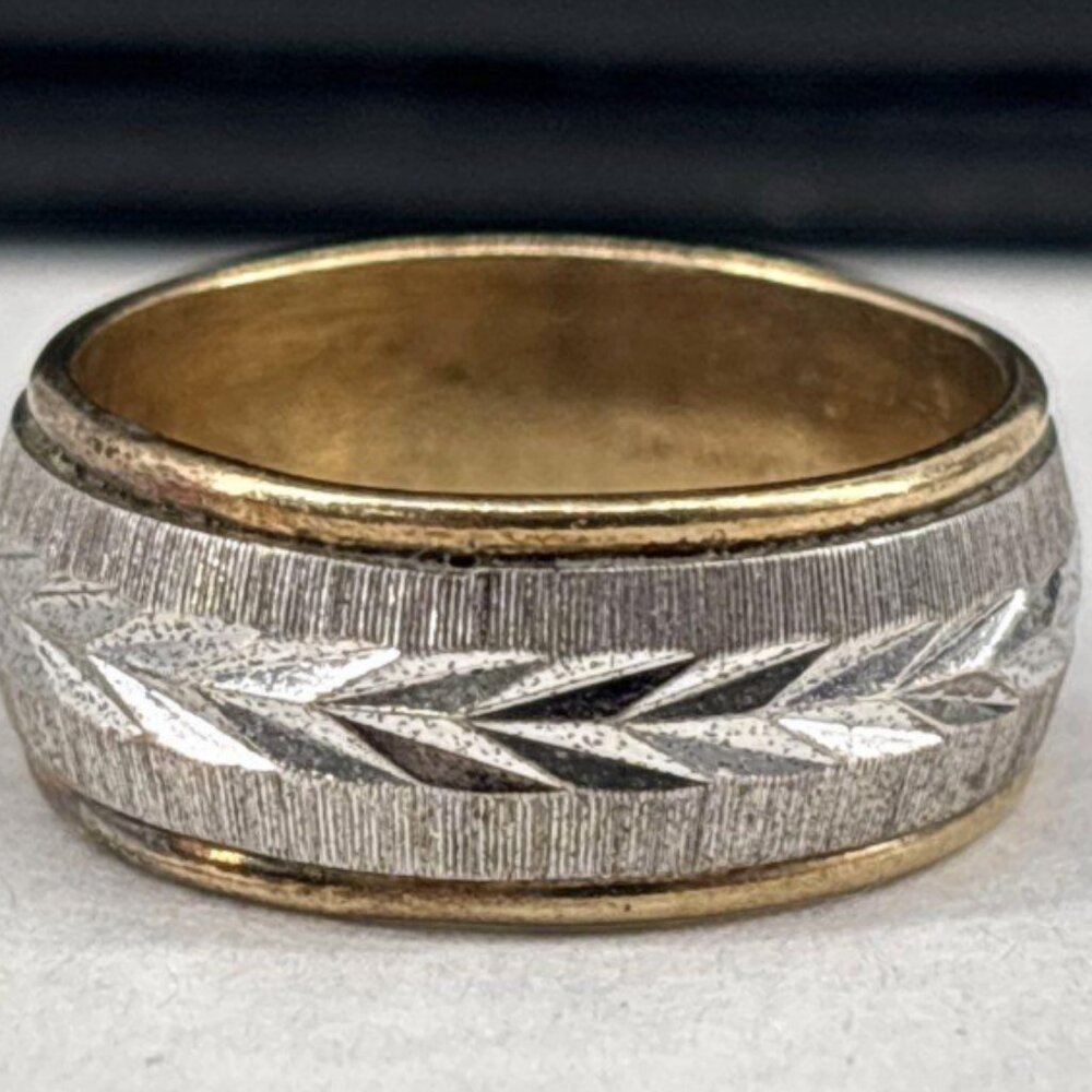 10k Gold Filled/925 Sterling Silver size 5.75 Textured Ring 4.71g